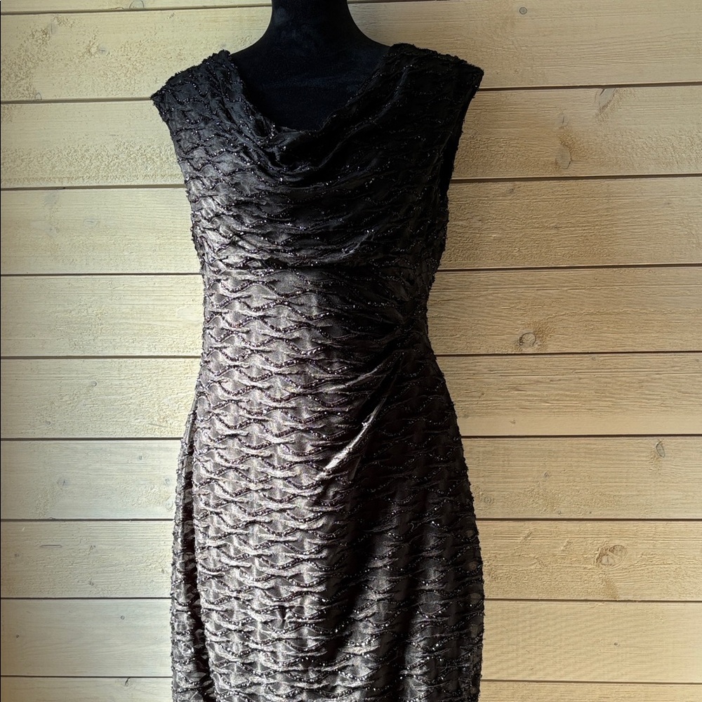 NWT Connected Apparel Black Textured Knee Length Dress